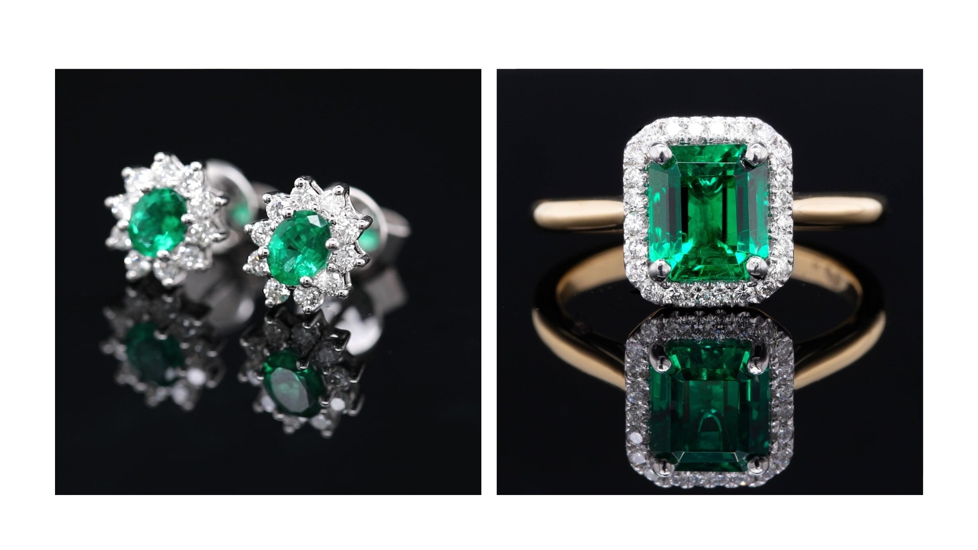 Emerald Earrings & Cocktail Ring