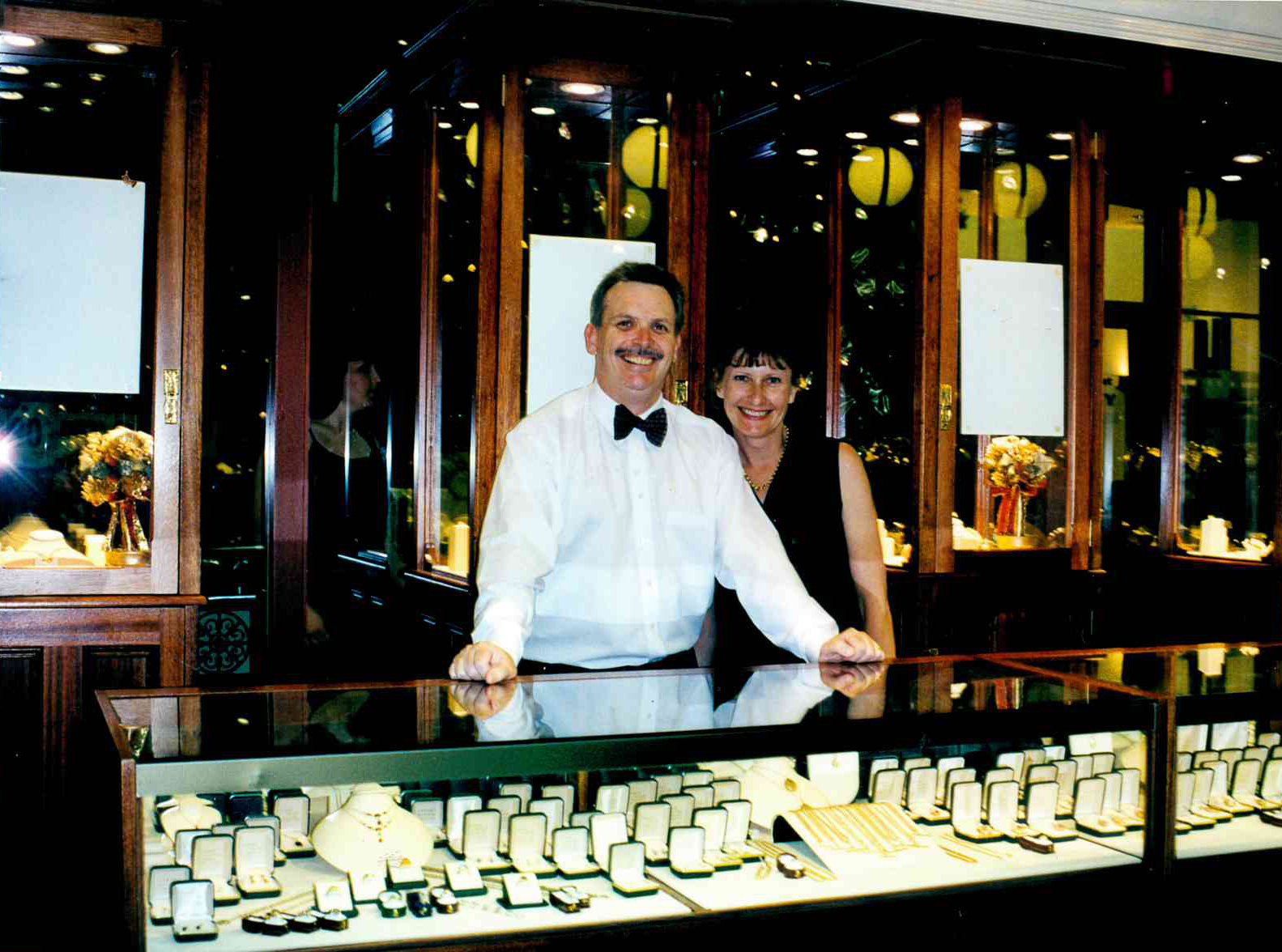 1998 Diamond Week Event in Adelaide Arcade. Geerard and Pauline. Note how much the jewellery display has changed over the years