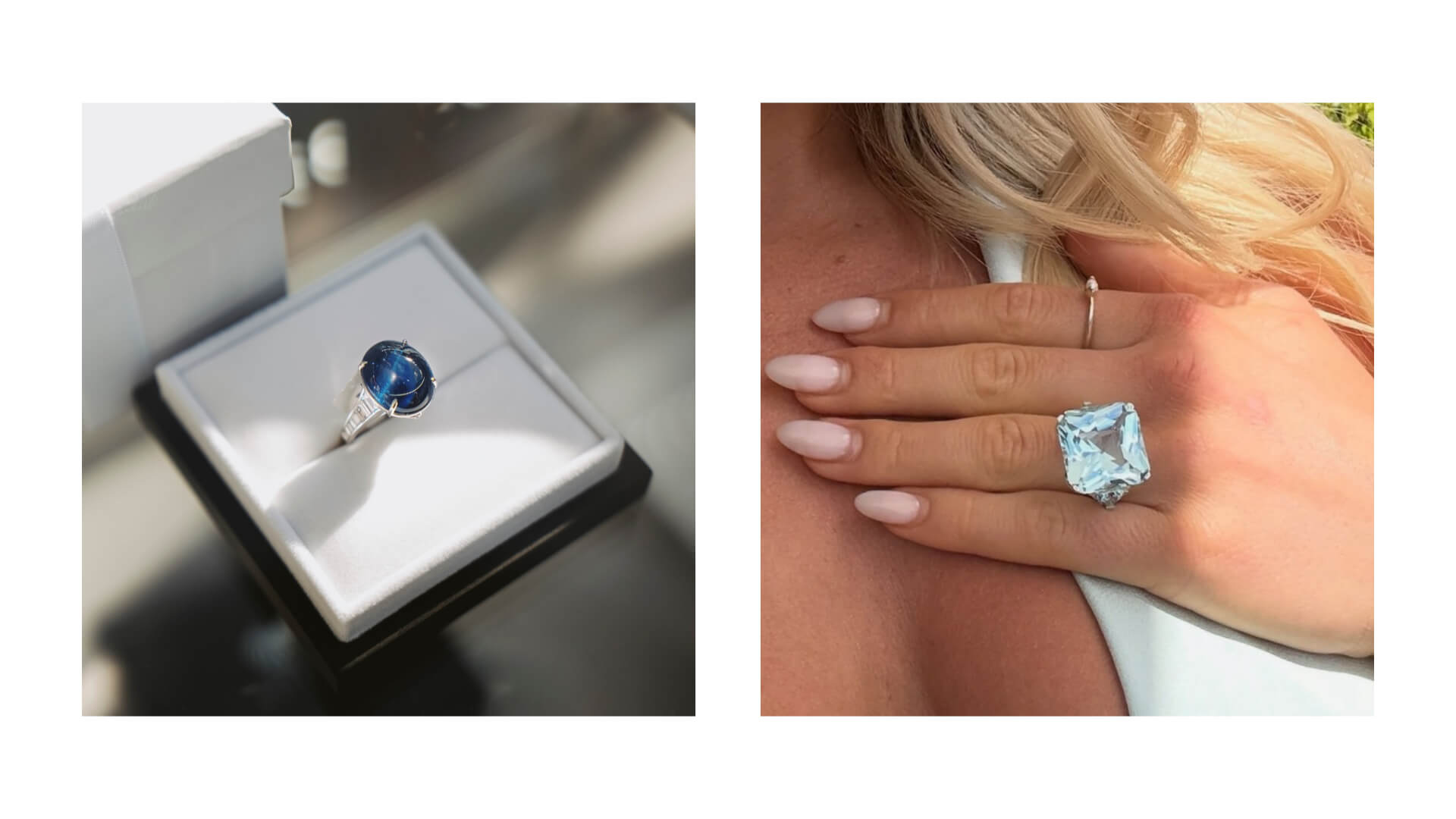 23.79ct Aquamarine & Diamond Ring (575806) & 20.10ct Star Sapphire and Diamond Ring (575807)