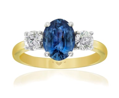 Tria Oval Cut Ceylon Sapphire and Diamond Engagement Ring