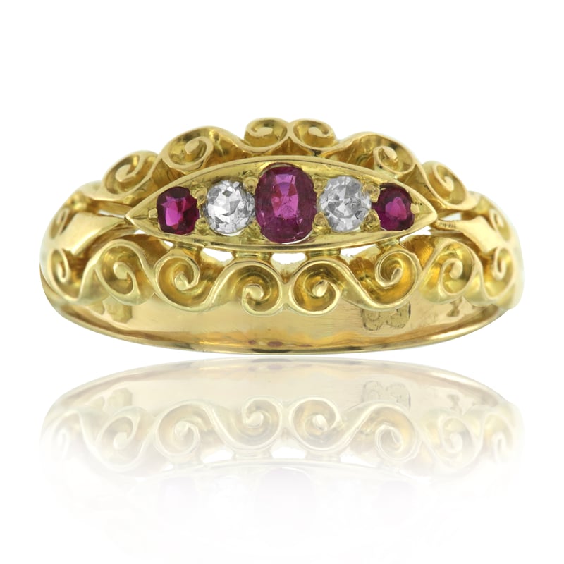Victorian Ruby & Diamond Gypsy Ring London 1901