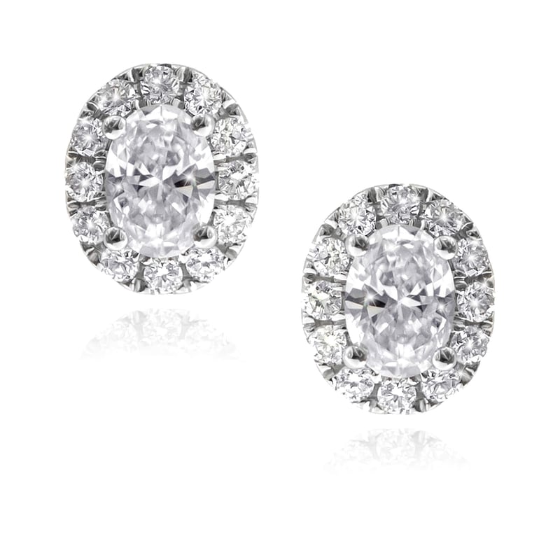 Aura Oval Cut Diamond Earrings 0.74ct Total Weight
