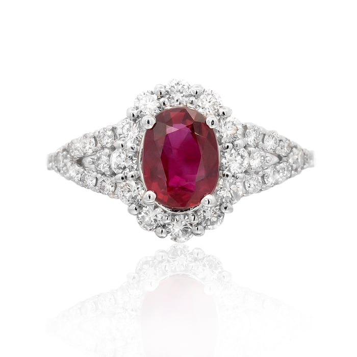 RUBY AND DIAMOND CLUSTER RING