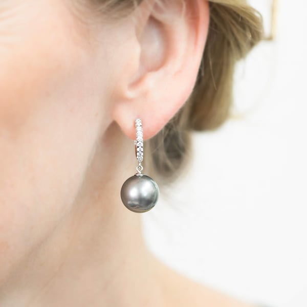 Classic Tahitian Pearl & Diamond Earrings