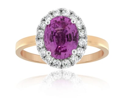 Oval Cut Pink Sapphire and Diamond Engagement Ring