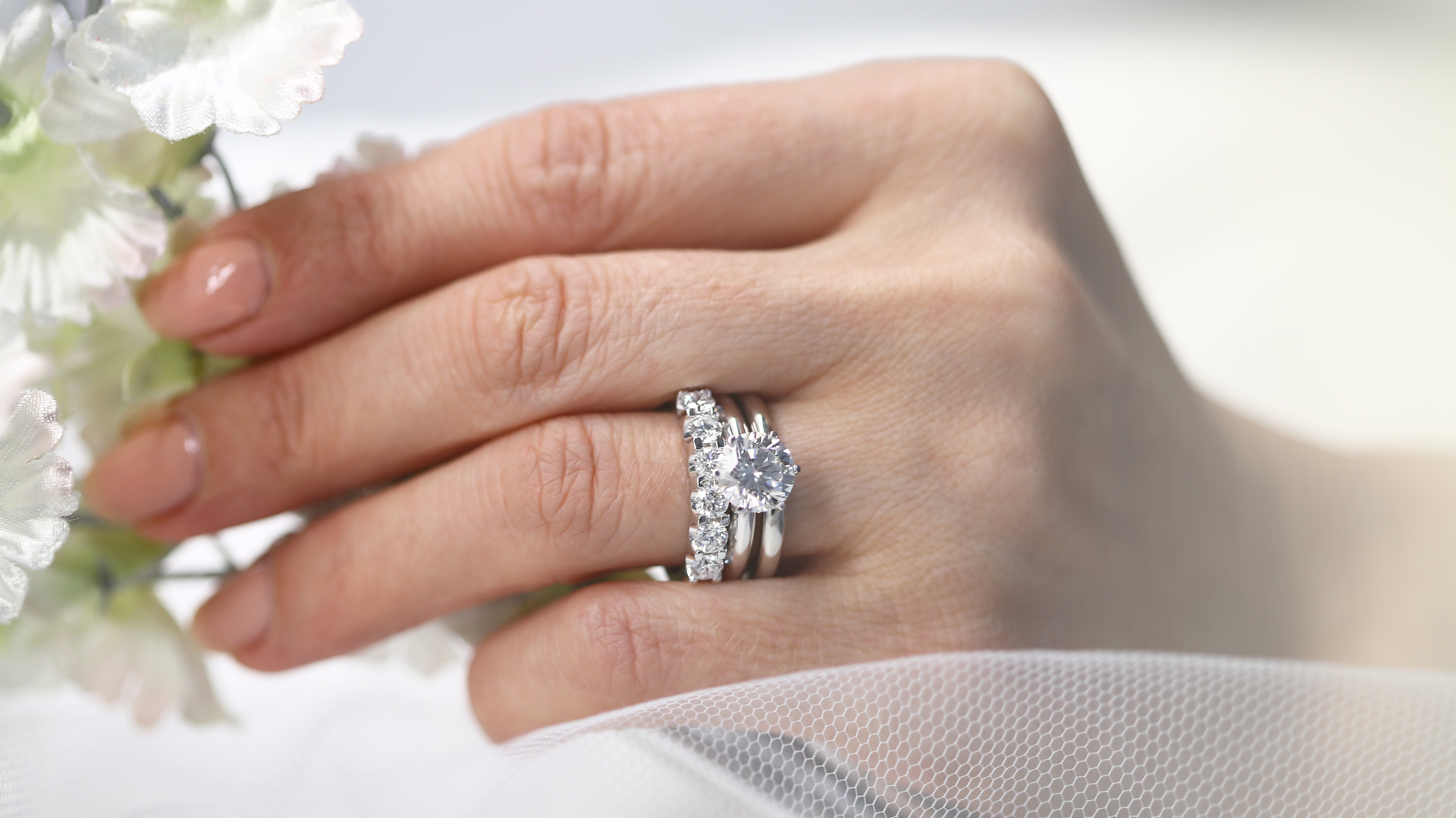 Classic Diamond Engagement and Wedding Rings | Junebug Weddings