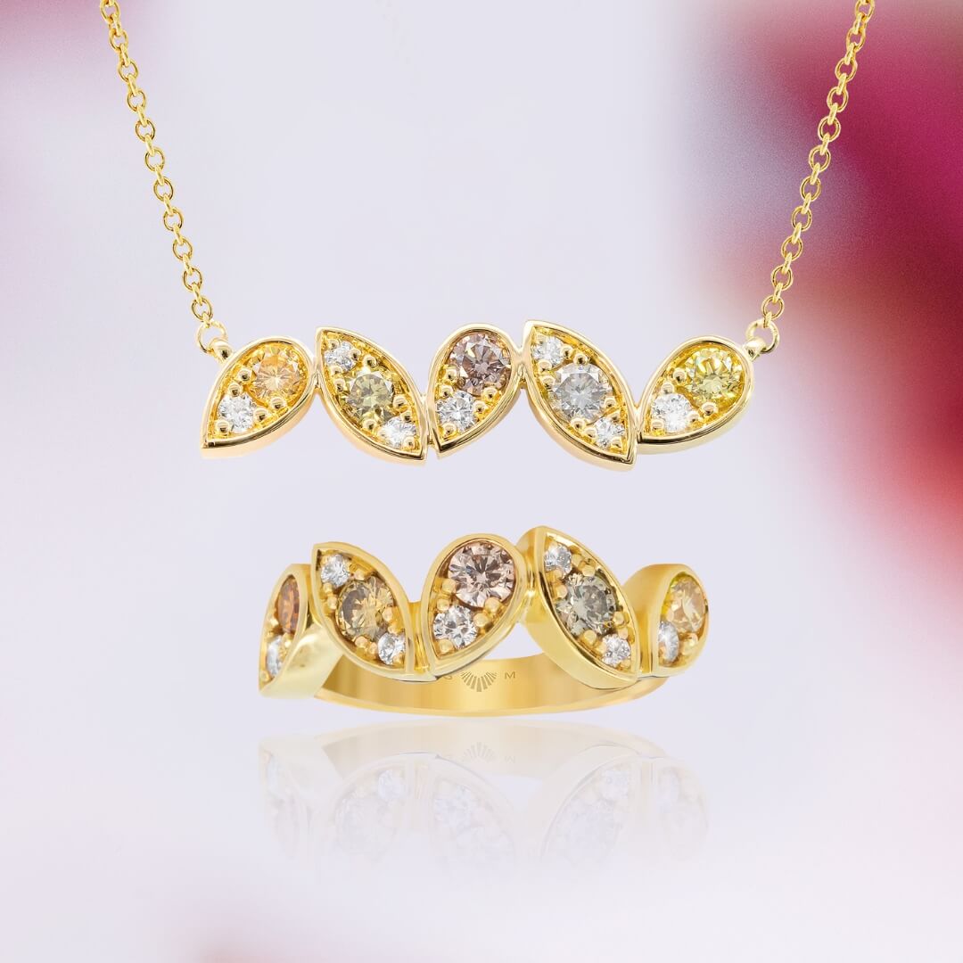 Echunga Collection | Long Gully Coloured Diamond Pendant and Ring | Gerard McCabe Jewellers