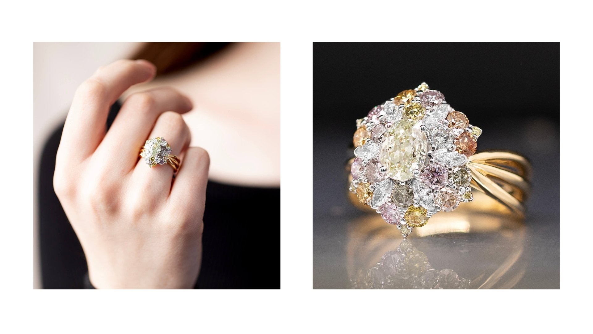 Echunga Firework Coloured Diamond Ring | Gerard McCabe Jewellers