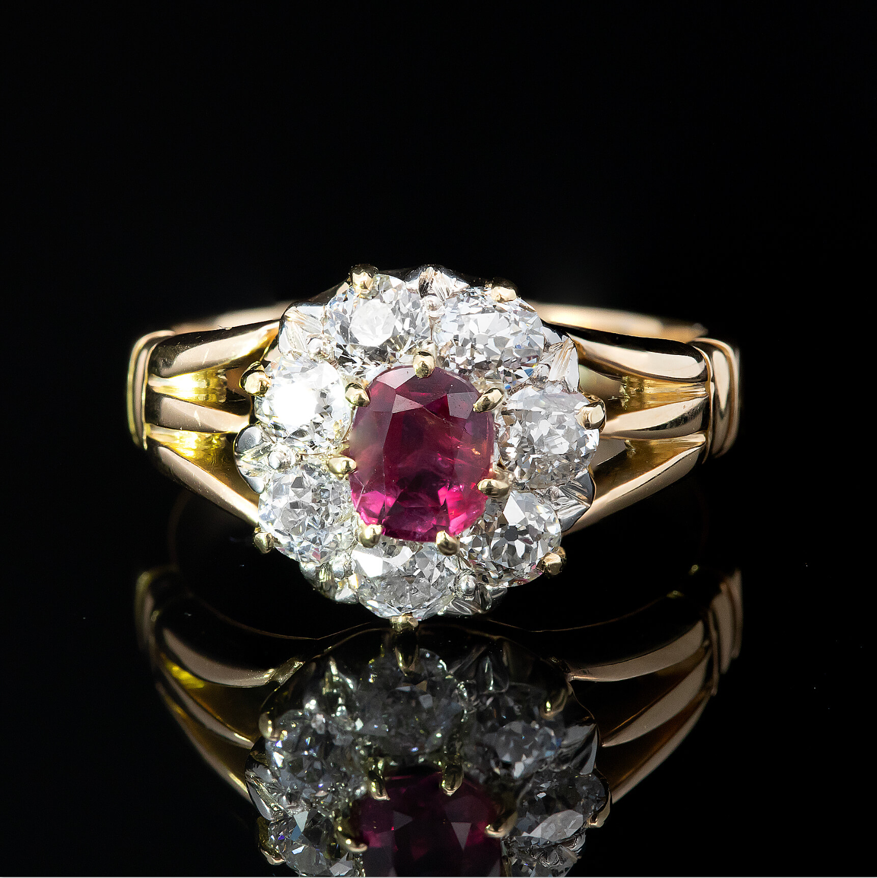 Edwardian Style Ruby and Diamond Cluster Ring Circa 2000s | SKU 561733 | Gerard McCabe Antiques 2026