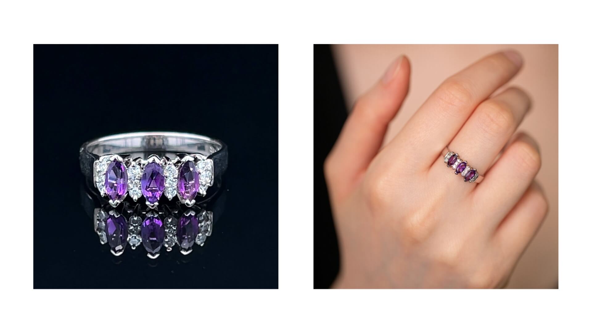 February Birthstone Amethyst | Late 20th Century Amethyst & Diamond Ring Circa 1990s SKU 571296 | Gerard McCabe Antiques