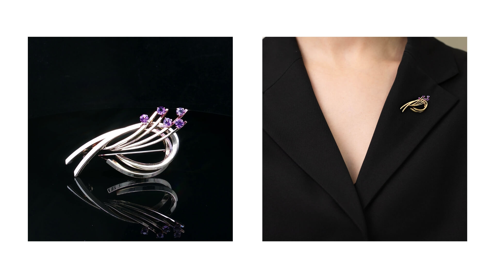 February Birthstone Amethyst | Retro Amethyst Spray Brooch Circa 1960 SKU 572192 | Gerard McCabe Antiques