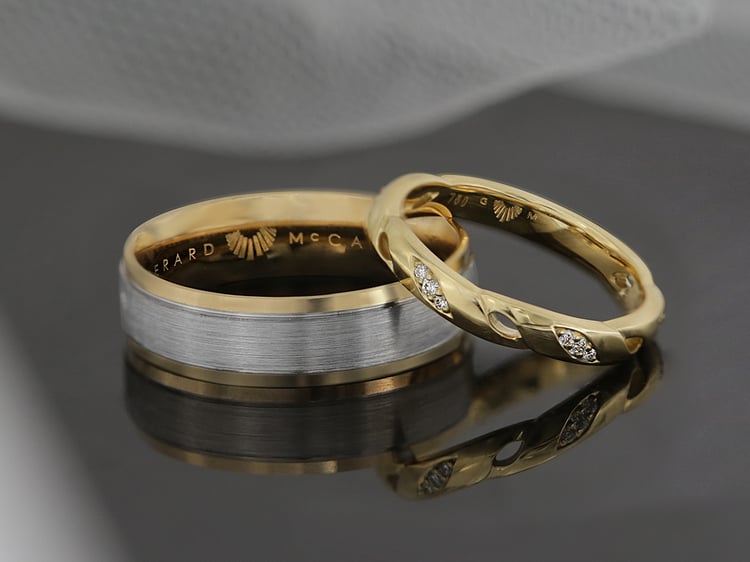GRID - Wedding Ring Pair - Infinity Mens and Eagle Ladies