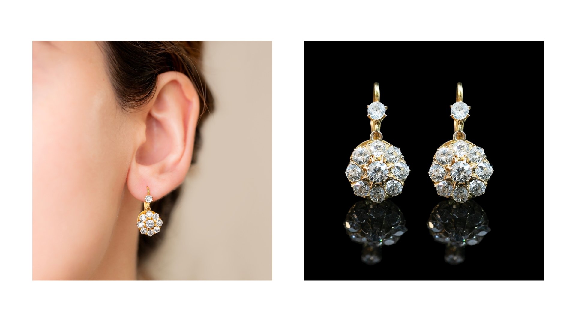 Gerard McCabe Antiques Edwardian Diamond Cluster Drop Earrings Circa 1900-1910 SKU: 568569