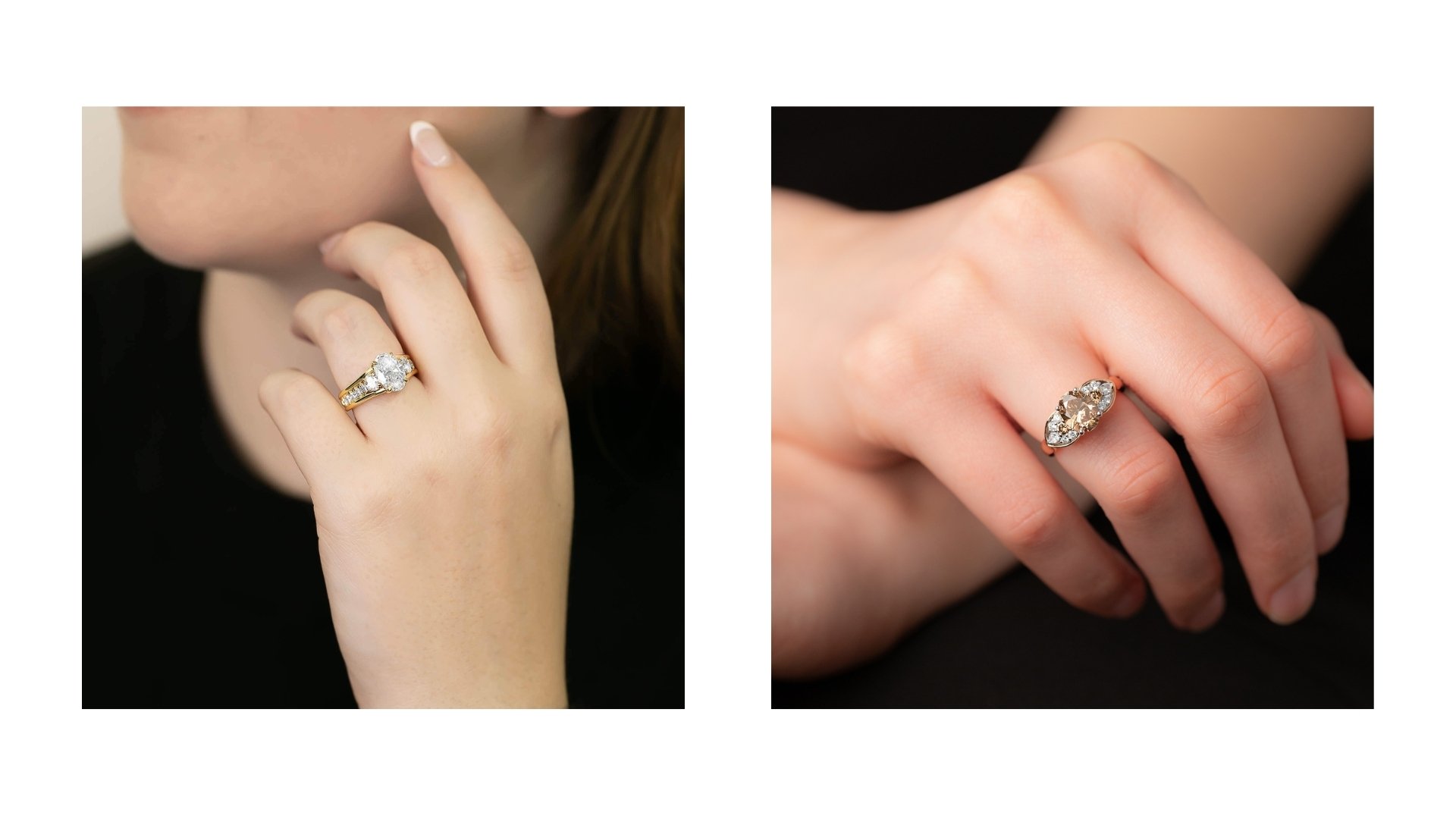 Grand Stella 2.01ct Oval Diamond Ring SKU: 567110 & Eagle Cognac and White Diamond Ring 2.04ct Total Weight SKU: 570073