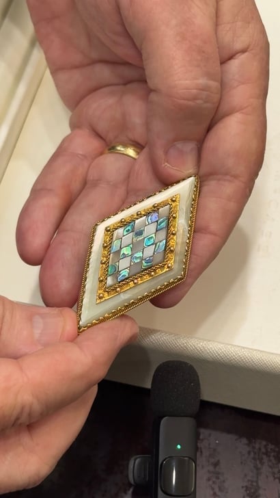 Henry Steiner Antique Paua Shell & Mother Of Pearl Brooch Circa 1880