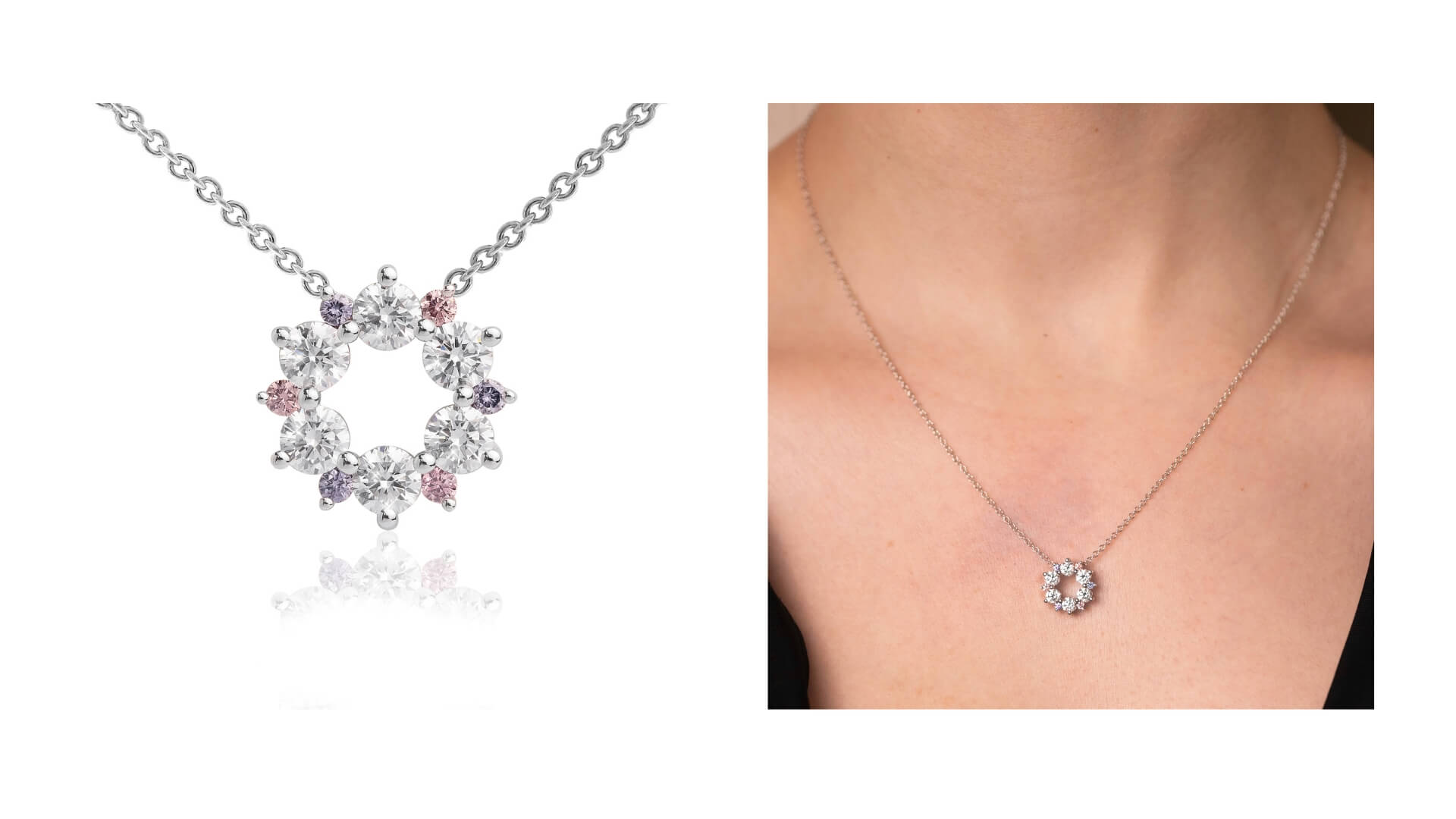 Radiance Orion Pink, Blue and White Diamond Pendant SKU: 569536