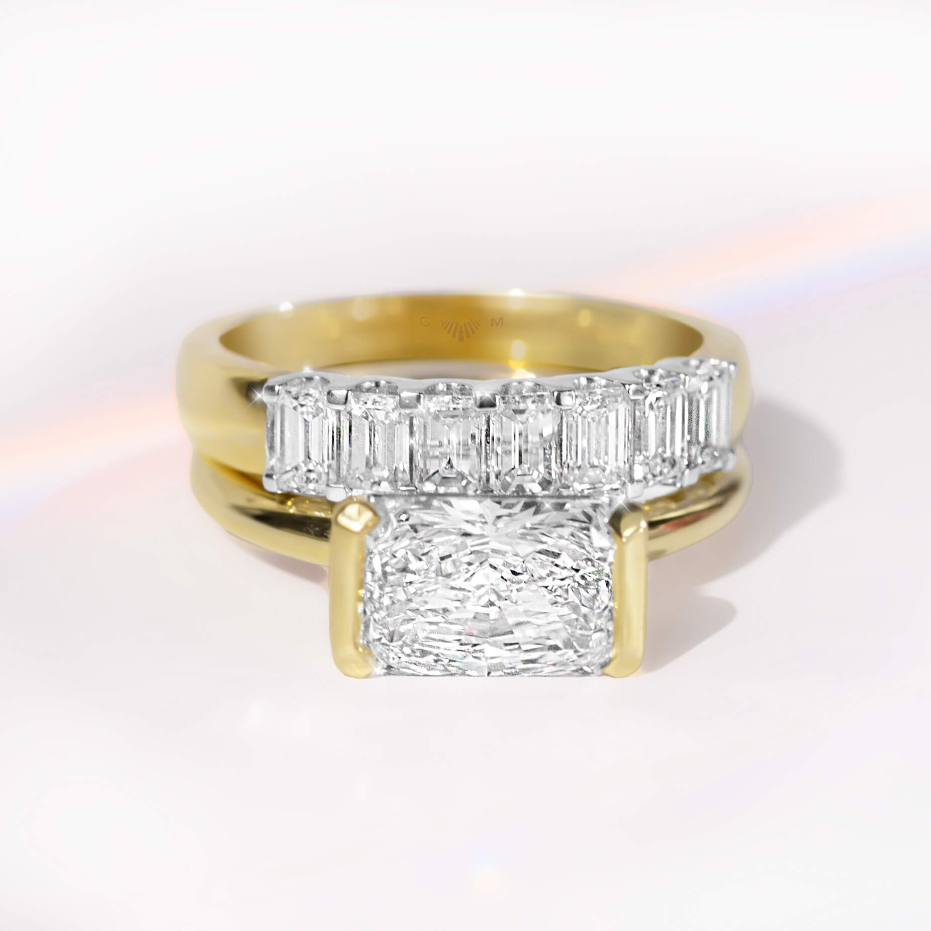 Selene Radiant Cut Diamond Engagement Ring & Linea Ring | Gerard McCabe