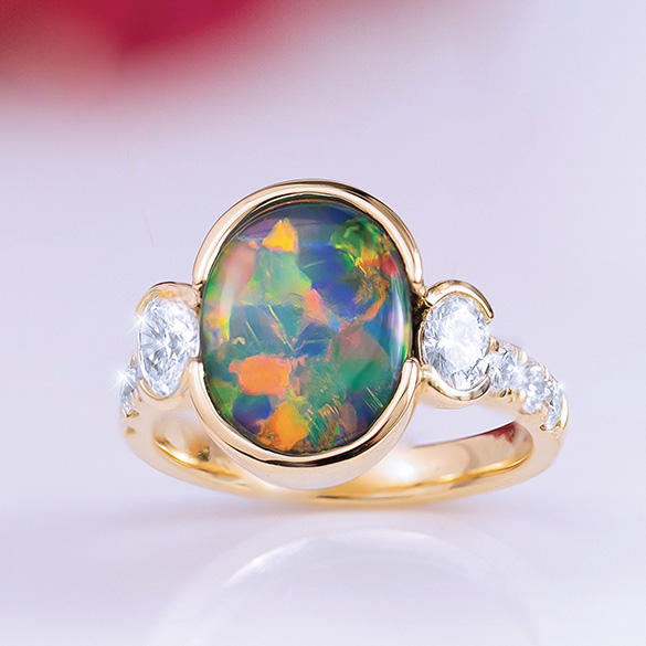 Stella Lightning Ridge 2.89ct Opal and Diamond Ring SKU: 567035