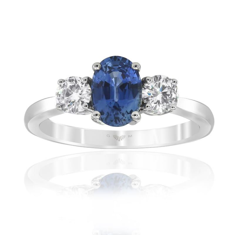 Tria Oval Cut Ceylon Sapphire & Diamond Ring