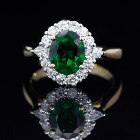 DUCHESS 2.01CT TSAVORITE GARNET AND DIAMOND RING