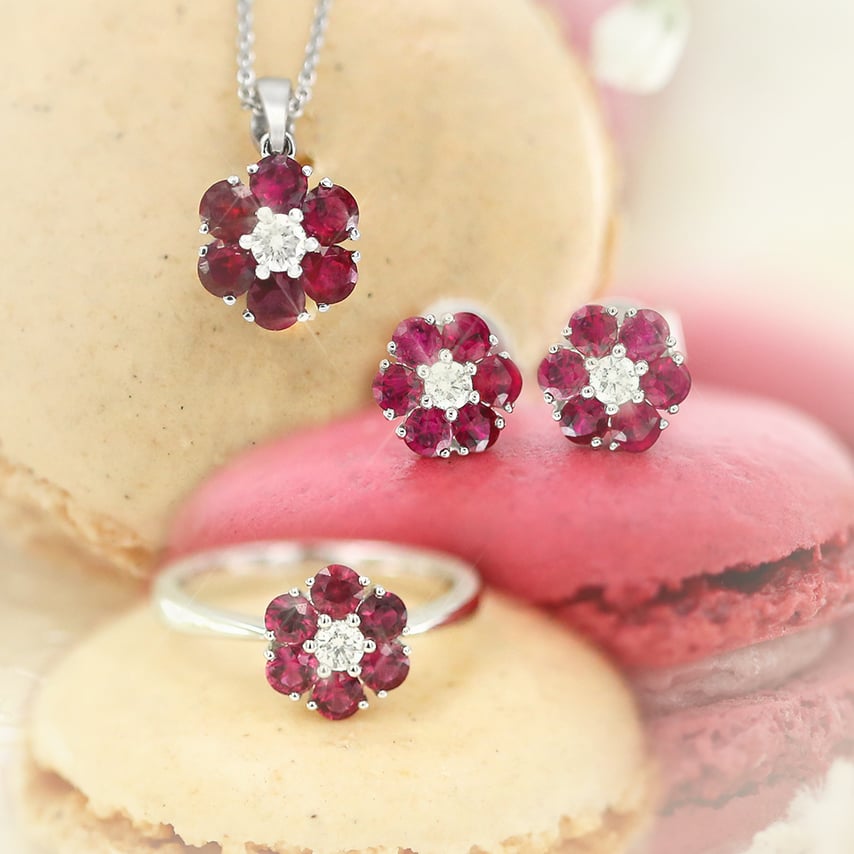 Ruby Flower Earrings