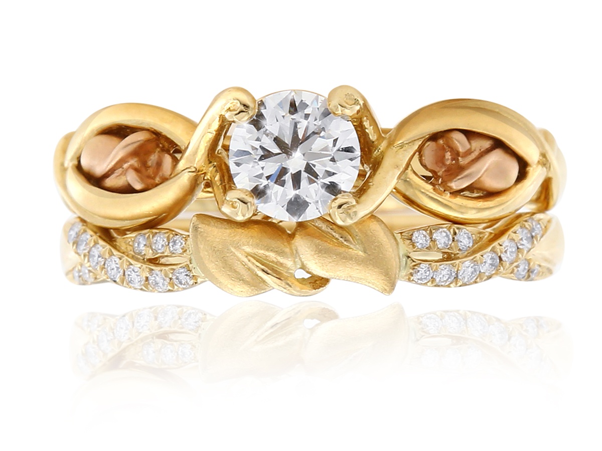 Fleur de Lis Yellow Gold Engagement Ring