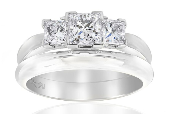Gerard McCabe Classic Tria Princess Cut Engagement and Wedding Ring